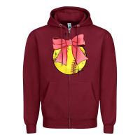 Burgundy coquette softball bow Zipper Hoodie - JahusDesignShop