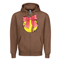 Chestnut coquette softball bow Zipper Hoodie - JahusDesignShop