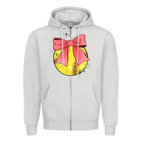 Dove Grey coquette softball bow Zipper Hoodie - JahusDesignShop
