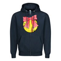 Navy coquette softball bow Zipper Hoodie - JahusDesignShop