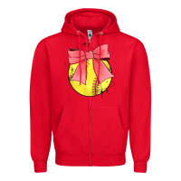 Red coquette softball bow Zipper Hoodie - JahusDesignShop