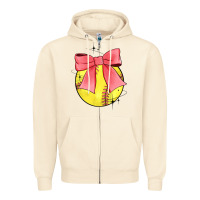 Sandshell coquette softball bow Zipper Hoodie - JahusDesignShop