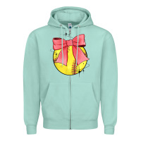 Seafoam coquette softball bow Zipper Hoodie - JahusDesignShop