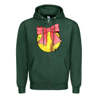 Sports Green coquette softball bow Zipper Hoodie - JahusDesignShop