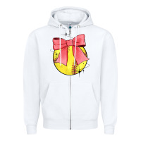White coquette softball bow Zipper Hoodie - JahusDesignShop