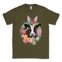 Army Green Happy Easter Cow Easter Day Classic Tee - CowGirlArtShop