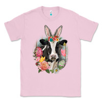 Bubblegum Pink Happy Easter Cow Easter Day Classic Tee - CowGirlArtShop