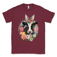Burgundy Happy Easter Cow Easter Day Classic Tee - CowGirlArtShop