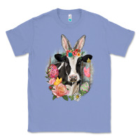 Colony Blue Happy Easter Cow Easter Day Classic Tee - CowGirlArtShop