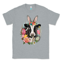 Heather Grey Happy Easter Cow Easter Day Classic Tee - CowGirlArtShop