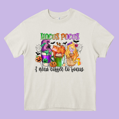 Hocus Pocus I Need Coffee To Focus Heavy Core Tee Designed By Cowgirlartshop