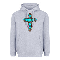 Heather Grey gemstone cross Heavyweight Hoodie - JahusDesignShop