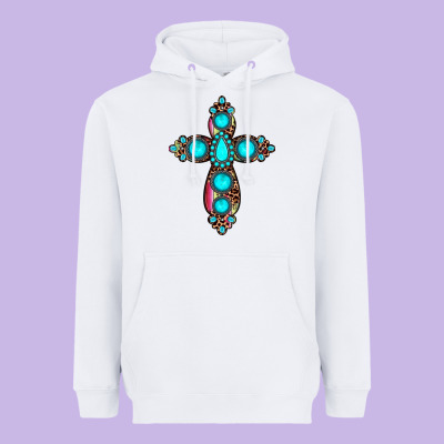 Gemstone Cross Heavyweight Hoodie Designed By Jahusdesignshop