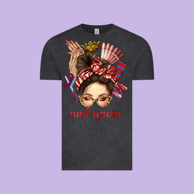 Nail Queen Messy Bun With Crown Bbs Vintage Tee Designed By Bundleandbundleshop