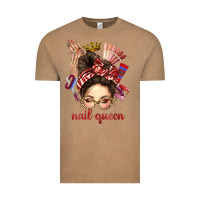 Vintage Coffee nail queen messy bun with crown bbs Vintage Tee - BundleAndBundleShop