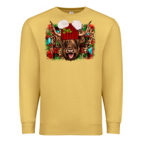 Antique Gold highland cow christmas Premium Sweatshirt - JahusDesignShop