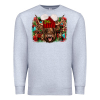 Heather Grey highland cow christmas Premium Sweatshirt - JahusDesignShop