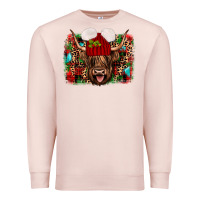 Pale Pink highland cow christmas Premium Sweatshirt - JahusDesignShop