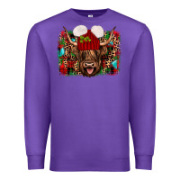 Purple highland cow christmas Premium Sweatshirt - JahusDesignShop