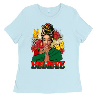 Baby Blue Believe black woman Ladies Tee - FaDigitalArtStudio