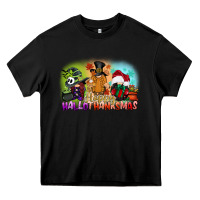 Black happy hallothanksmas gnomes Heavy Core Tee - CowGirlArtShop