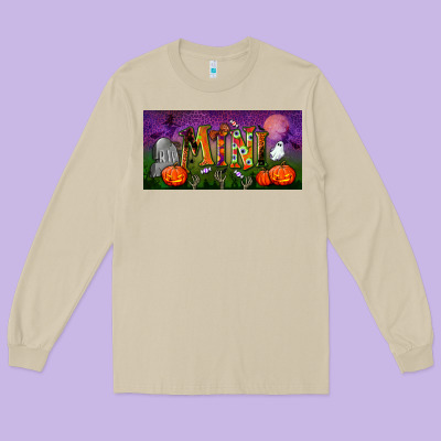 Halloween Mini License Plate Long Sleeve Tee Designed By Bundleandbundleshop