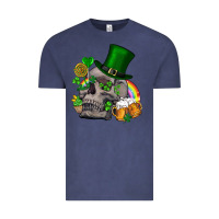 Vintage Denim St Patrick's Day boho skull Vintage Tee - FaDigitalArtStudio