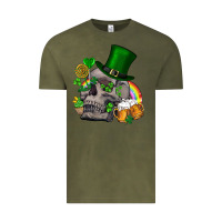 Vintage Olive St Patrick's Day boho skull Vintage Tee - FaDigitalArtStudio