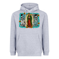 Heather Grey Gemstone our lady of Guadalupe Heavyweight Hoodie - JahusDesignShop