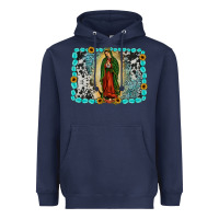 Navy Gemstone our lady of Guadalupe Heavyweight Hoodie - JahusDesignShop