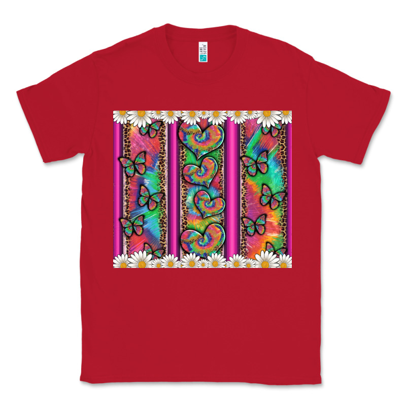 Tie Dye Hearts And Butterfly With Flowers Classic Tee by Artiststas | Teevron