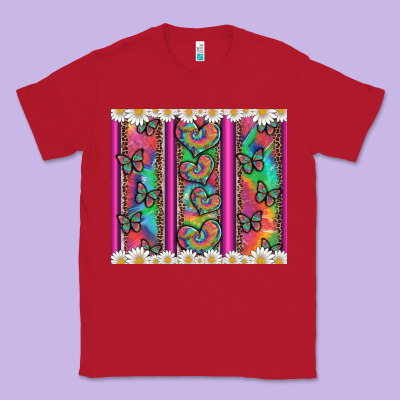 Tie Dye Hearts And Butterfly With Flowers Classic Tee Designed By Artiststas
