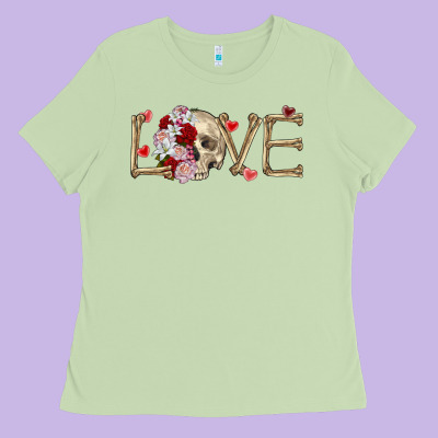 Skull Love Valentine's Day Ladies Tee Designed By Fadigitalartstudio
