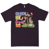 Plum Oh how he loves us Easter Day Premium Tee - CowGirlArtShop