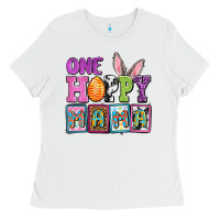 White Easter Day One hoppy mama Ladies Tee - OliviaCreatesArt