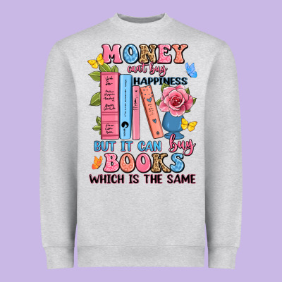Money Can't Buy Happiness But It Can Buy Books Whi Heavyweight Sweatshirt Designed By Jahusdesignshop