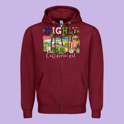 Highly Caffeinated Zipper Hoodie Designed By Jahusdesignshop