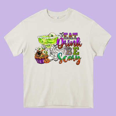 Eat Drink And Be Scary Heavy Core Tee Designed By Cowgirlartshop