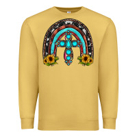 Antique Gold cross rainbow Premium Sweatshirt - JahusDesignShop