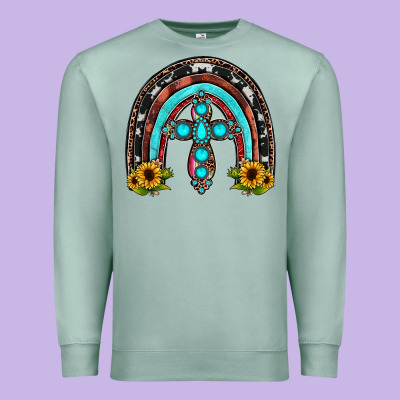 Cross Rainbow Premium Sweatshirt Designed By Jahusdesignshop