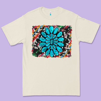 Cowhide And Serape Gemstone Background Premium Tee Designed By Ranaportraitstore