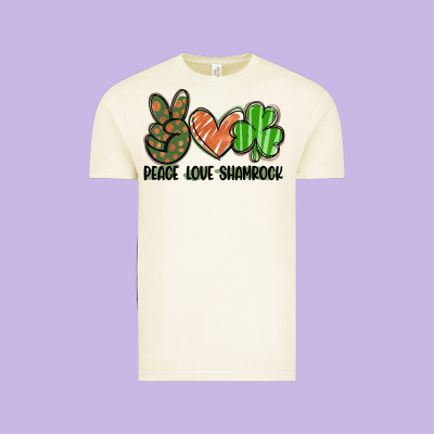 Peace Love Shamrock Vintage Tee Designed By Fadigitalartstudio