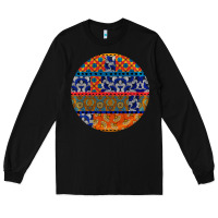 Black african fabric pattern round earrings Long Sleeve Tee - BundleAndBundleShop