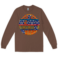 Chestnut african fabric pattern round earrings Long Sleeve Tee - BundleAndBundleShop