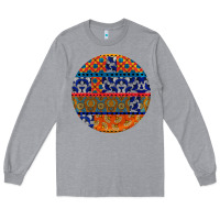 Heather Grey african fabric pattern round earrings Long Sleeve Tee - BundleAndBundleShop