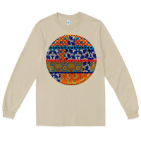 Mushroom african fabric pattern round earrings Long Sleeve Tee - BundleAndBundleShop