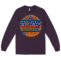 Plum african fabric pattern round earrings Long Sleeve Tee - BundleAndBundleShop
