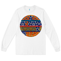 White african fabric pattern round earrings Long Sleeve Tee - BundleAndBundleShop