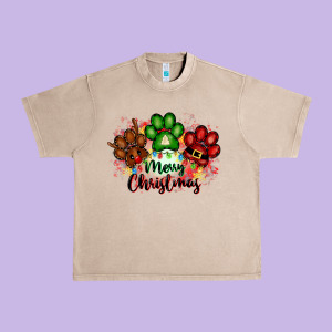 Merry Christmas Paws Urban Heavy Tee Designed By Fadigitalartstudio