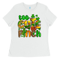 White St. Patrick's too cute to pinch Ladies Tee - OliviaCreatesArt